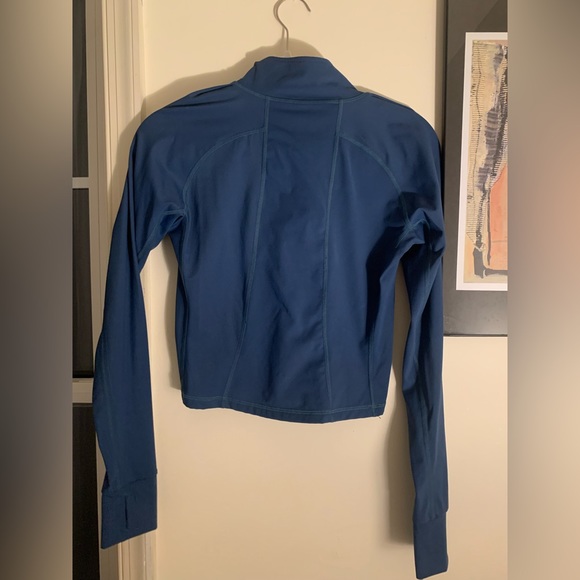 Women's Cropped Workout Jacket 1/2 Zip Pullover Slim Fit Long Sleeve Yoga Top - Picture 3 of 4